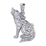 Celtic Spirit Howling Wolf Design for Unique Style Sterling Silver Pendant BY Peter Stone Jewelry TPD6138