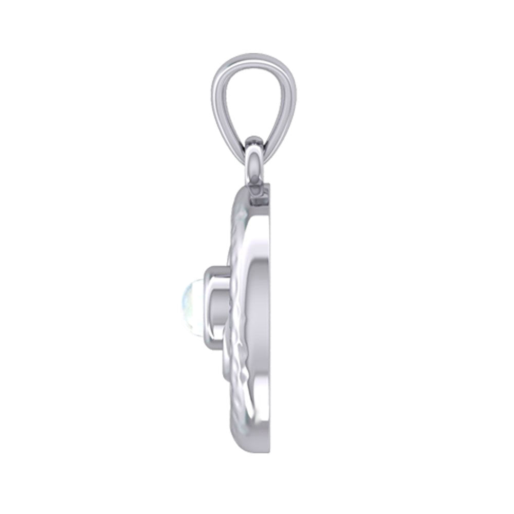 Peter Stone Spiral Silver Pendant with Crescent Moon And Gemstone TPD6179