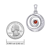 Peter Stone Spiral Silver Pendant with Crescent Moon And Gemstone TPD6179