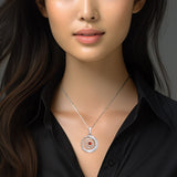 Peter Stone Spiral Silver Pendant with Crescent Moon And Gemstone TPD6179