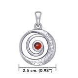 Peter Stone Spiral Silver Pendant with Crescent Moon And Gemstone TPD6179