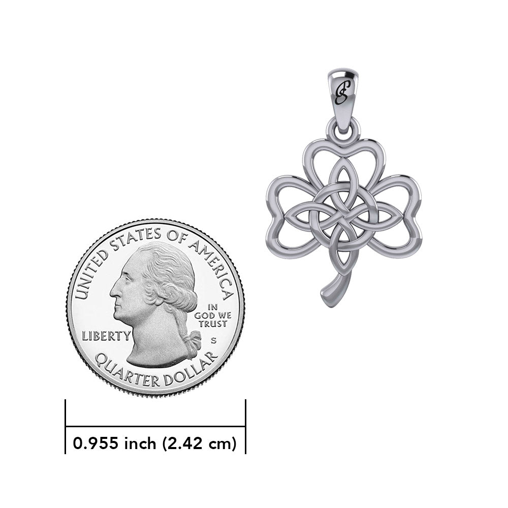 Celtic Shamrock and Four-Point Knots Sterling Silver Pendant - Intricate Connections by Peter Stone Jewelry TPD6206