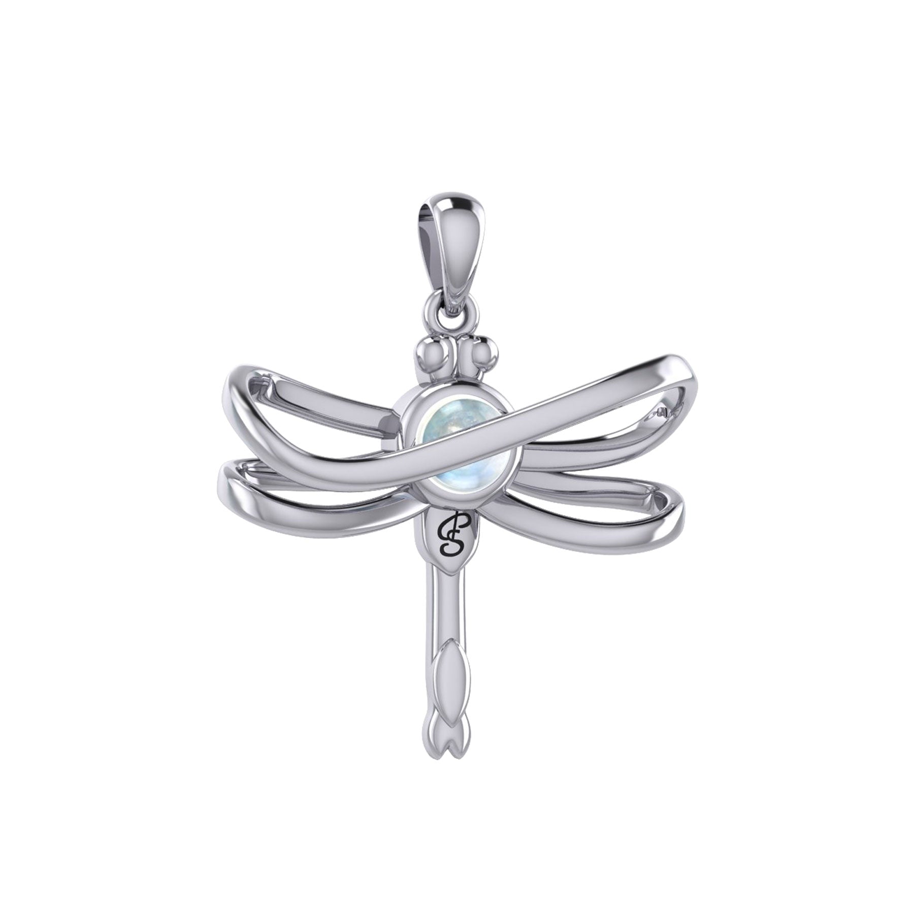 Ethereal Dragonfly Sterling Silver Pendant with Spiritual Gemstone by Peter Stone Jewelry - Divine Insect Symbolism for Spiritual Connection TPD6211