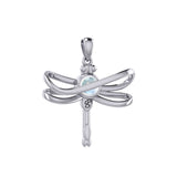 Ethereal Dragonfly Sterling Silver Pendant with Spiritual Gemstone by Peter Stone Jewelry - Divine Insect Symbolism for Spiritual Connection TPD6211