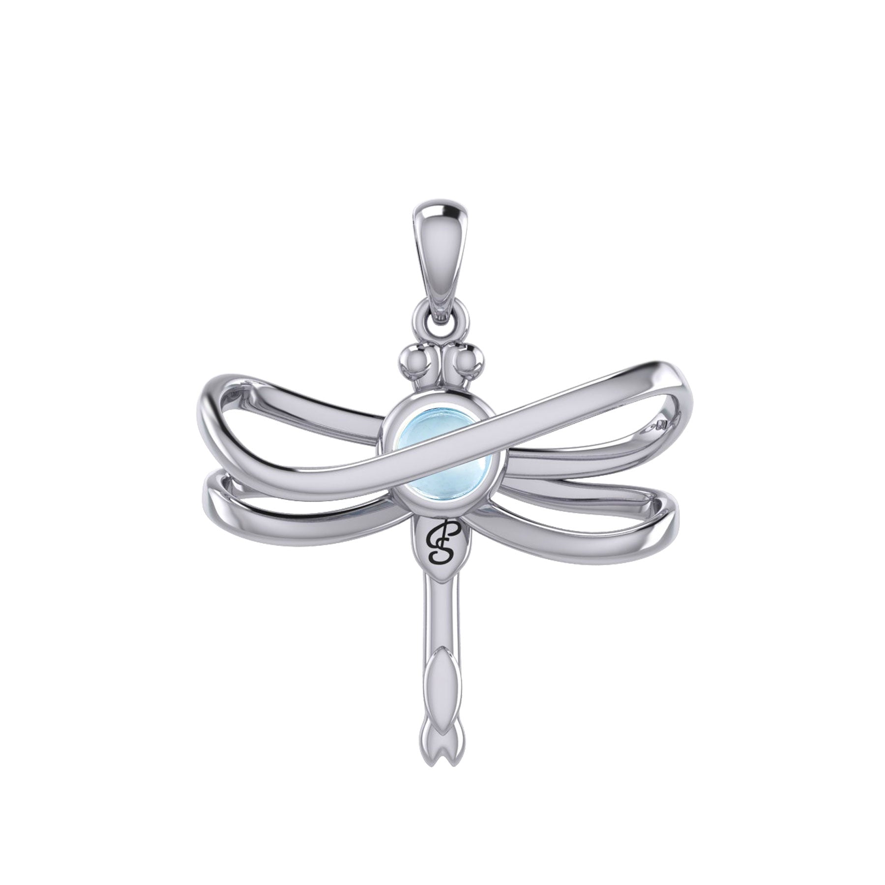 Ethereal Dragonfly Sterling Silver Pendant with Spiritual Gemstone by Peter Stone Jewelry - Divine Insect Symbolism for Spiritual Connection TPD6211