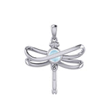 Ethereal Dragonfly Sterling Silver Pendant with Spiritual Gemstone by Peter Stone Jewelry - Divine Insect Symbolism for Spiritual Connection TPD6211