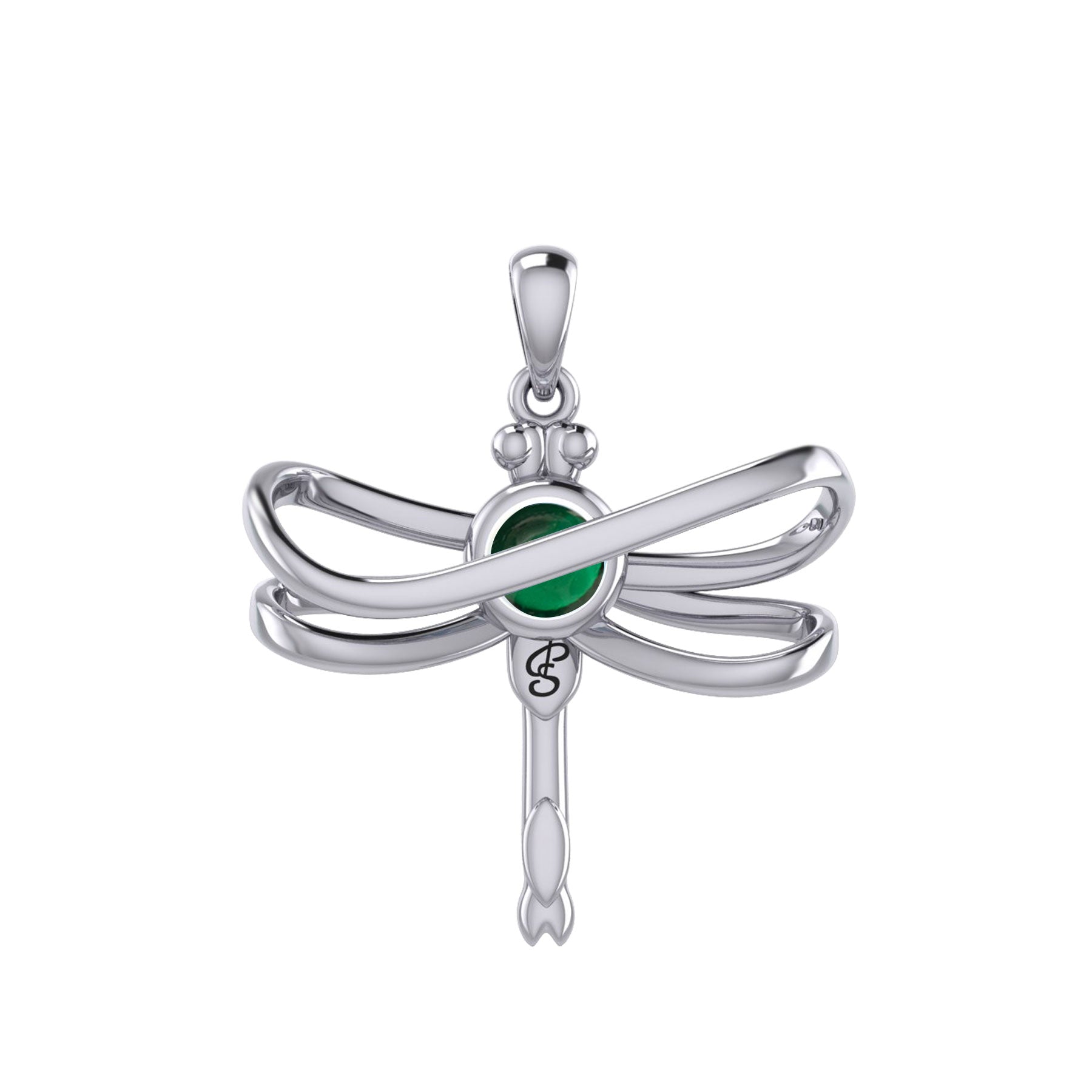 Ethereal Dragonfly Sterling Silver Pendant with Spiritual Gemstone by Peter Stone Jewelry - Divine Insect Symbolism for Spiritual Connection TPD6211
