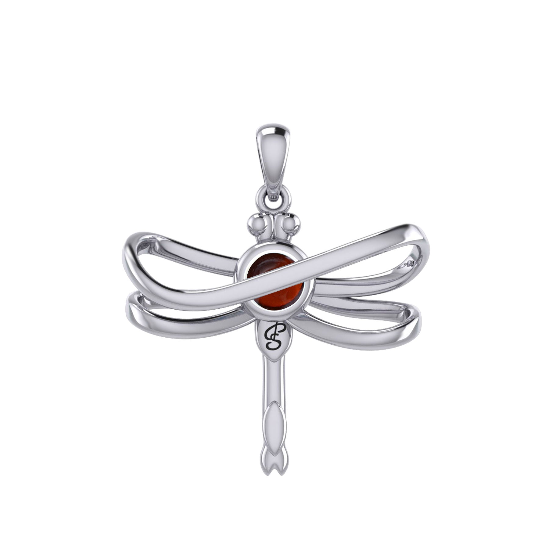 Ethereal Dragonfly Sterling Silver Pendant with Spiritual Gemstone by Peter Stone Jewelry - Divine Insect Symbolism for Spiritual Connection TPD6211