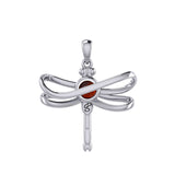 Ethereal Dragonfly Sterling Silver Pendant with Spiritual Gemstone by Peter Stone Jewelry - Divine Insect Symbolism for Spiritual Connection TPD6211