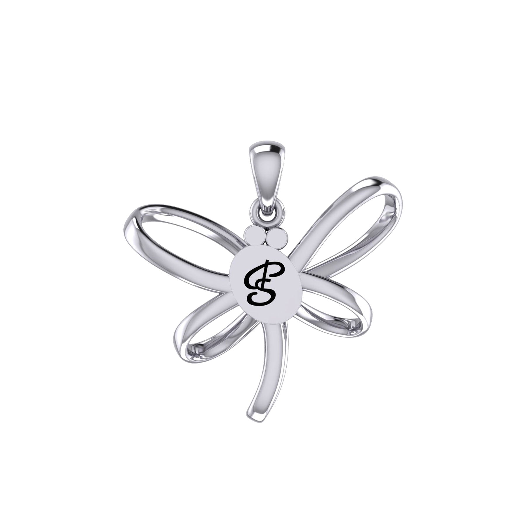 Serenity Soars: Eternal Dragonfly Sterling Silver Pendant with Oval Gemstone Connection by Peter Stone Jewelry - Inspiring Your Journey to Success TPD6212