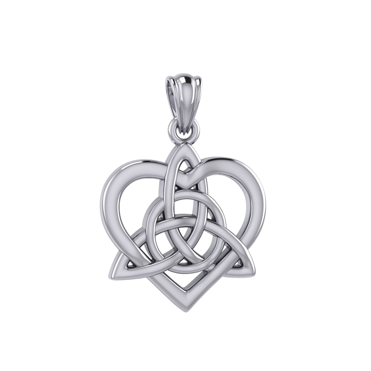 Celtic Flowing Heart Triquetra Sterling Silver Pendant – Graceful Symbol of Love and Unity by Peter Stone Jewelry TPD6215