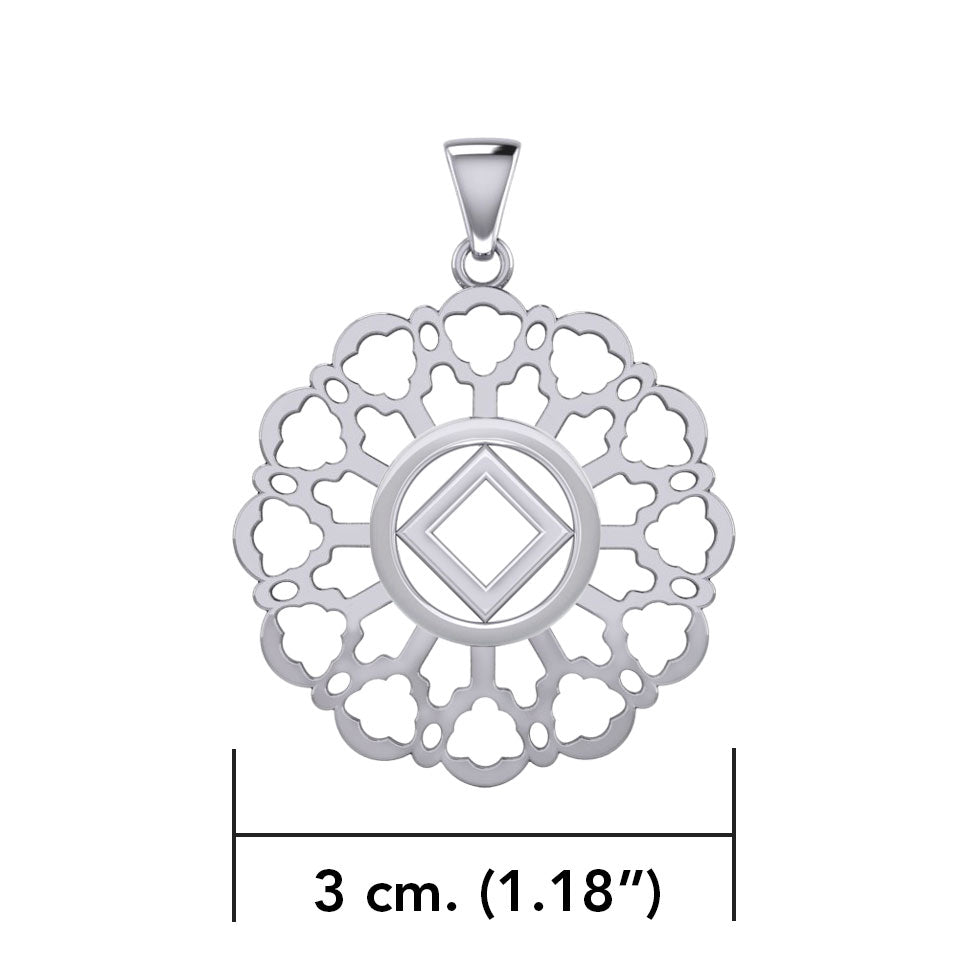 Rose Window with NA Symbol Sterling Silver Pendant TPD6380