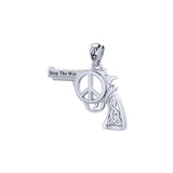Celtic gun with Peace Symbols Sterling SIlver Pendant TPD6456