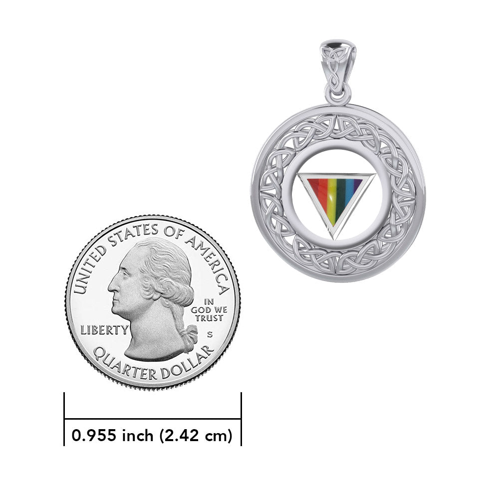 Celtic Knot Sterling Silver LGBTQ Pride Rainbow Pendant TPD729