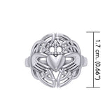 Celtic Claddagh & Celtic Knotwork Silver Ring TR666