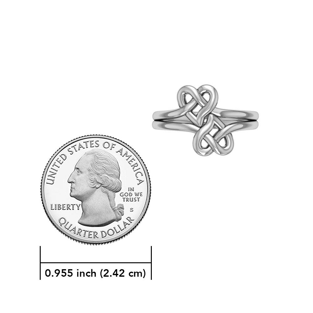 Double Celtic Heart Silver Ring TRI2391