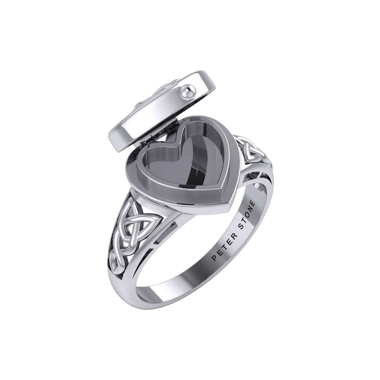 Celtic Heart Silver Poison Ring TRI2455