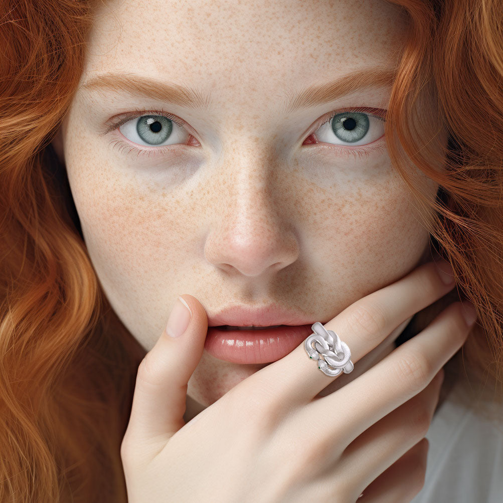 Sterling silver Tight in the knot snaking ring Oberon & Rhiannon Zell wedding rings Designed by Oberon Zell TRI2468