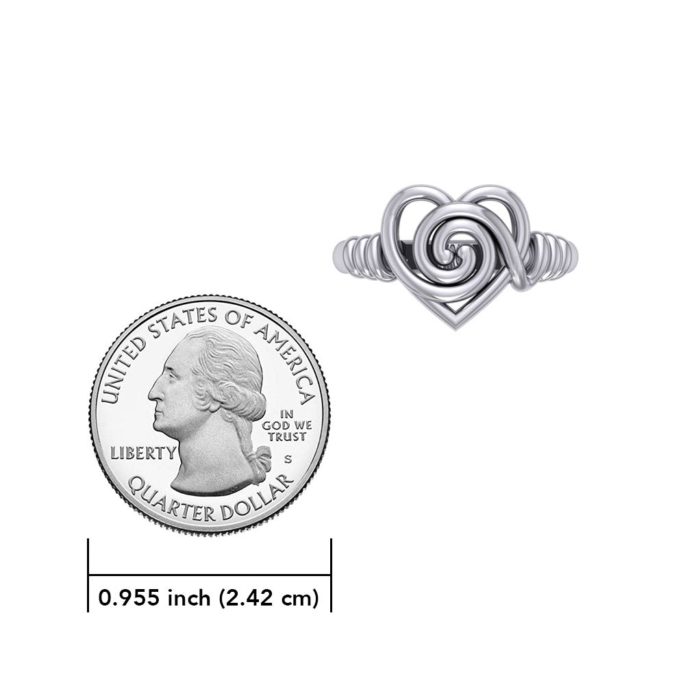 Spiral of growth, evolution, and progression. Its continuous, winding form suggests ongoing development and expansion sterling silver Ring by Peter Stone Jewelry TRI2481