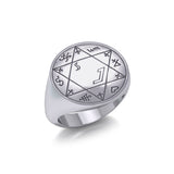 Successful Business Solomon Seal Silver Signet Men Ring TRI2498