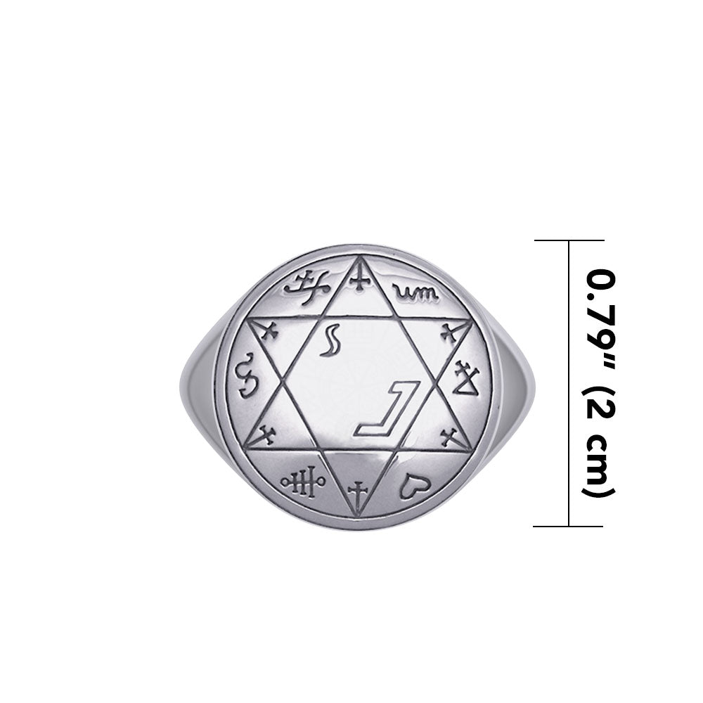 Successful Business Solomon Seal Silver Signet Men Ring TRI2498