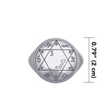 Successful Business Solomon Seal Silver Signet Men Ring TRI2498