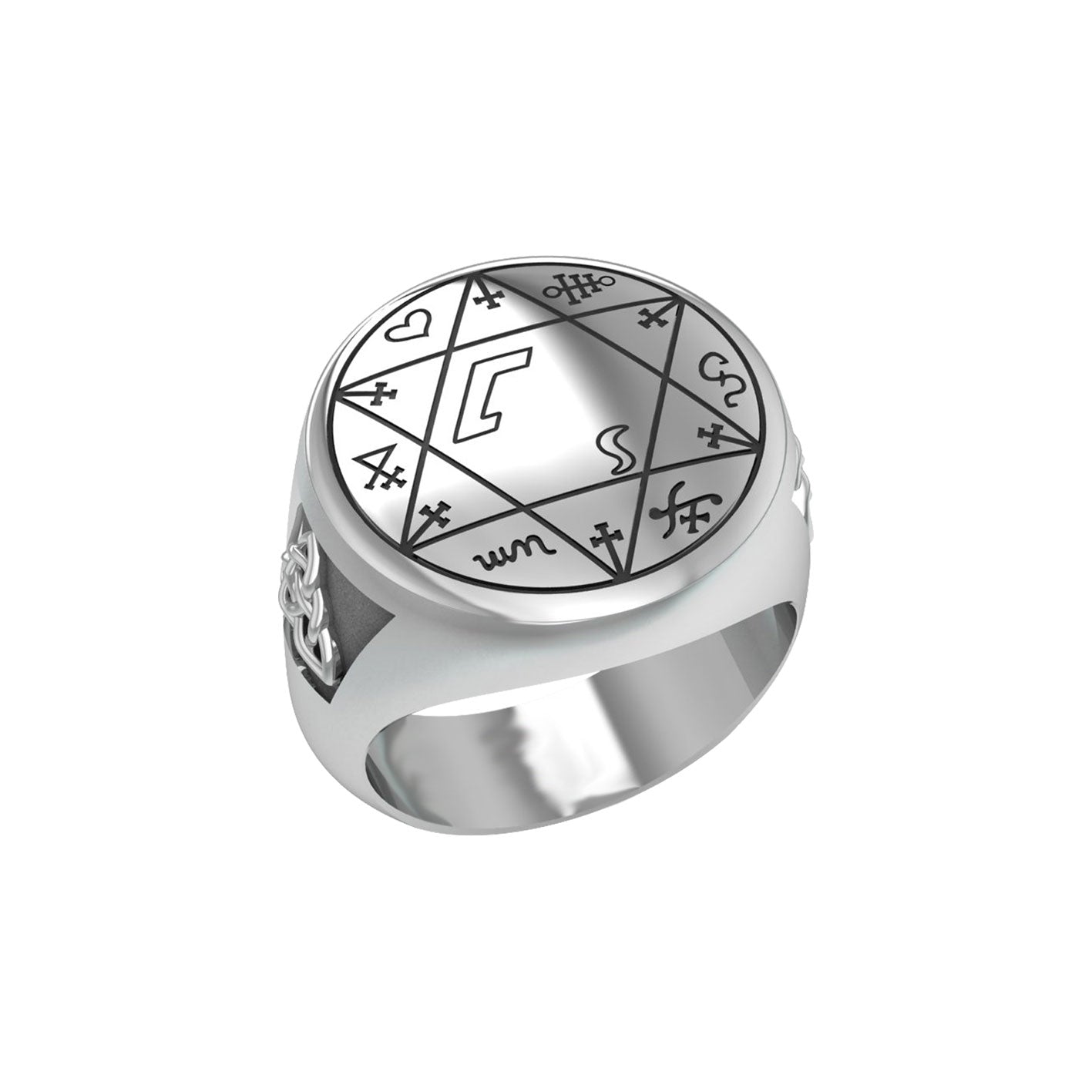 Successful Business Solomon Seal Silver Signet Men Ring with Triquetra TRI2499