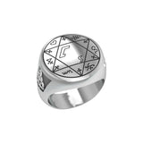 Successful Business Solomon Seal Silver Signet Men Ring with Triquetra TRI2499