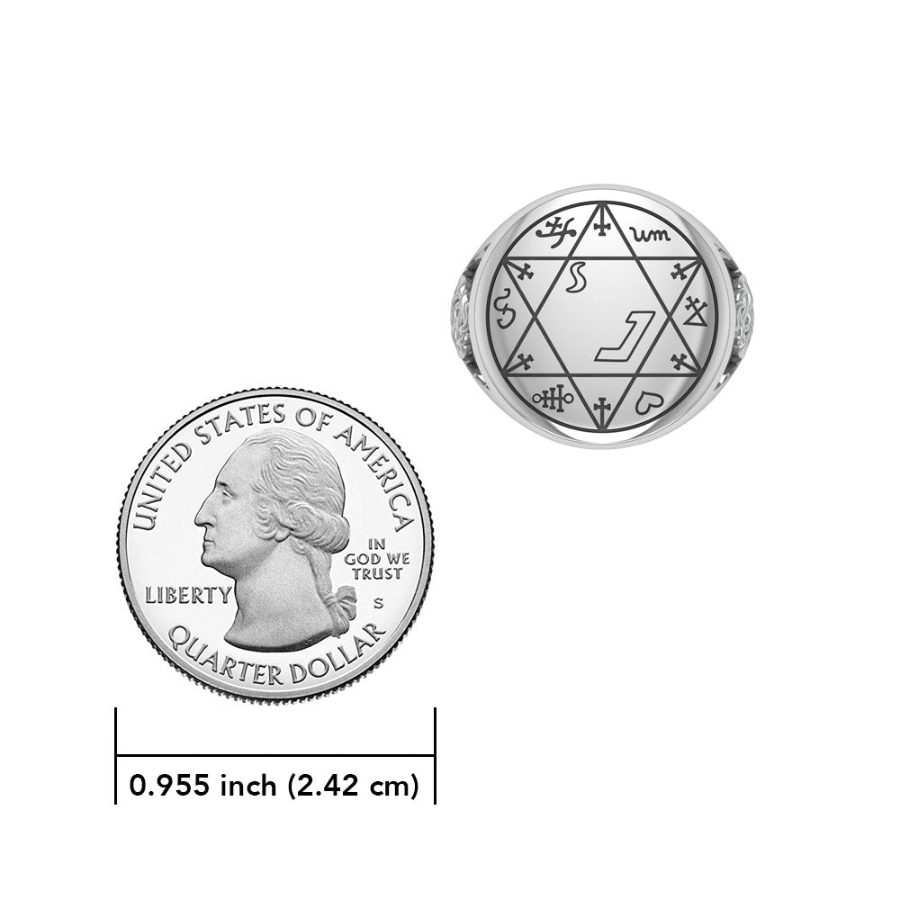 Successful Business Solomon Seal Silver Signet Men Ring with Triquetra TRI2499