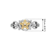 Celtic Knot Pentacle Silver with 14K Gold Accent Ring TRV1745