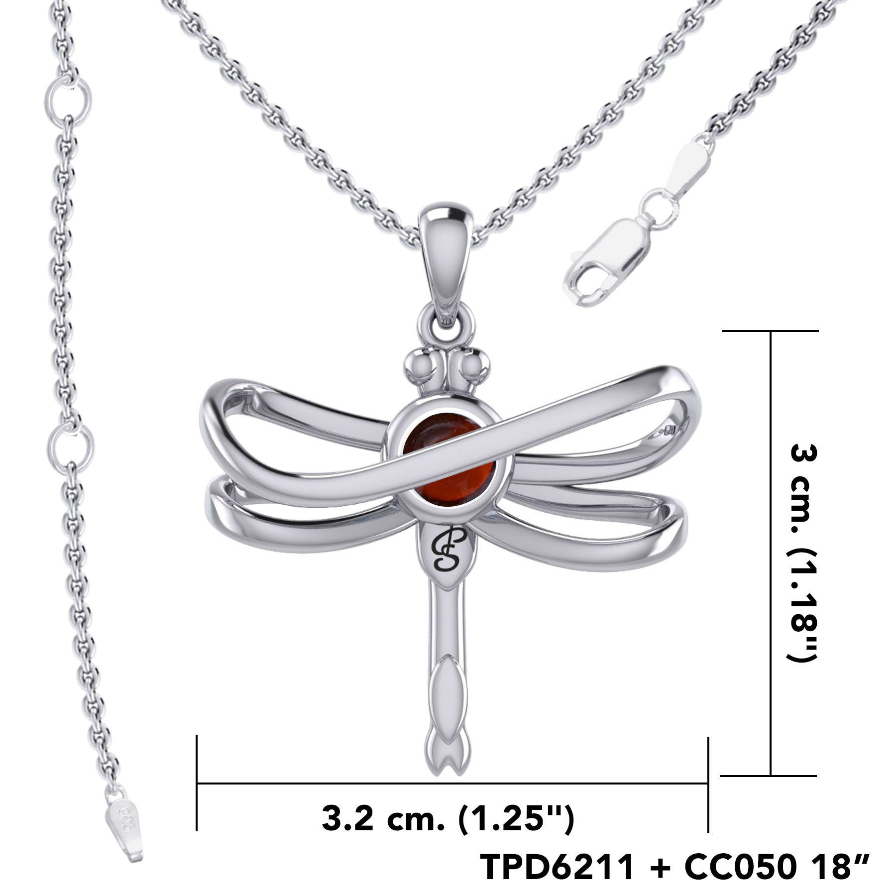 Ethereal Dragonfly Sterling Silver Pendant with Spiritual Gemstone by Peter Stone Jewelry - Divine Insect Symbolism for Spiritual Connection TPD6211