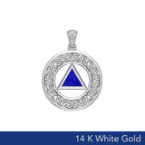 AA Recovery with Celtic Boarder 14K White Gold Pendant WPD3938