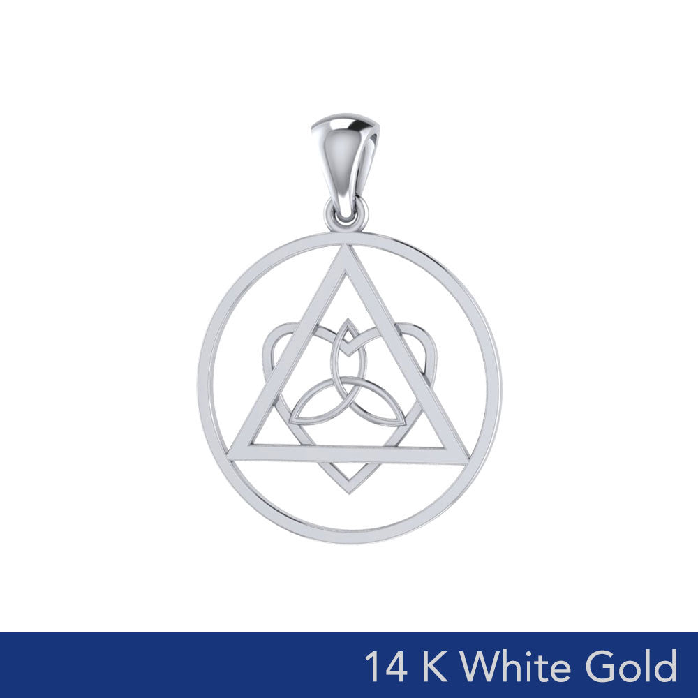 Life’s worth the healing and inspiration ~ Celtic AA Symbol 14K White Gold Pendant WPD518