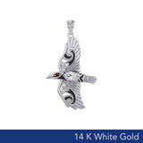 Mythical Raven 14K White Gold Pendant with Gemstone WPD5382