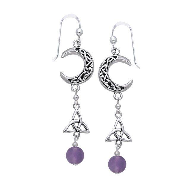 Celtic Knotwork crescent moon & Triquetra Trinity Knot Earrings TER155