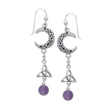 Celtic Knotwork crescent moon & Triquetra Trinity Knot Earrings TER155