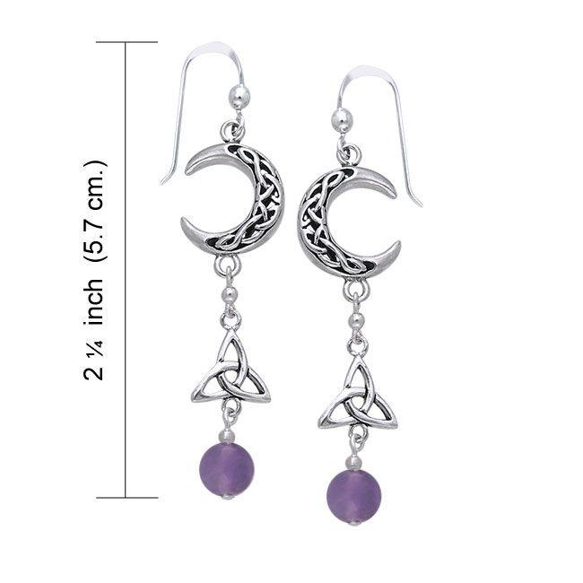 Celtic Knotwork crescent moon & Triquetra Trinity Knot Earrings TER155