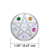 Pentacle Disc Sterling Silver Pendant With Gemstone TP3112