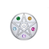 Pentacle Disc Sterling Silver Pendant With Gemstone TP3112