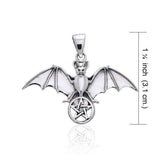 Bat Resting in the Sacred  Pentacle Sterling Silver Pendant TPD1078