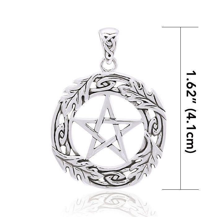 Oak Leaf Pentacle Sterling Silver Pendant TPD4218