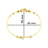 Great Horned Owl with Crescent Moon and Celtic Heart 14K Gold Cuff Bracelet GBA290