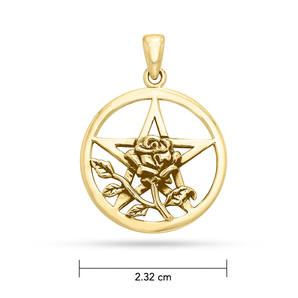 Rose Pentacle Gold Pendant GPD3136