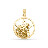 Wolf on Pentacle Gold Pendant GPD3137