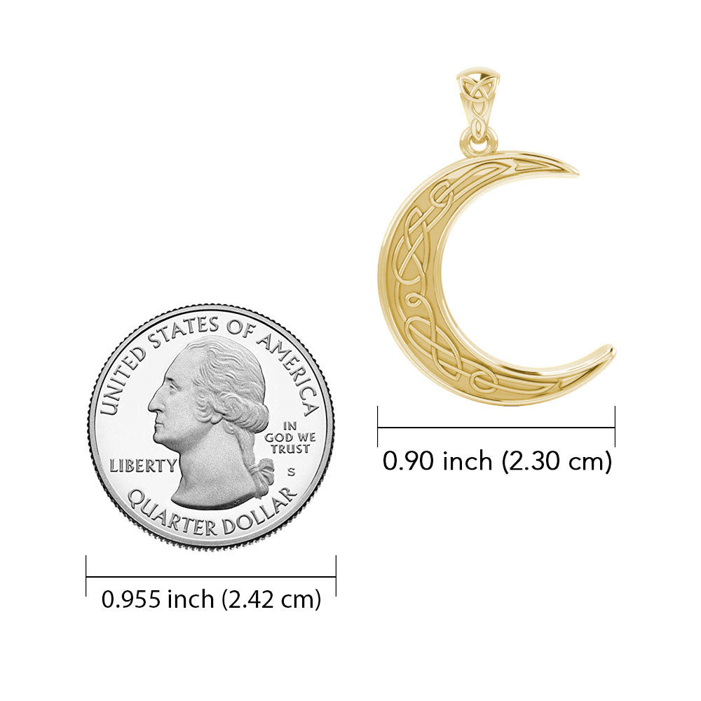 Celtic Crescent Moon 14K Yellow Gold Pendant GPD4201
