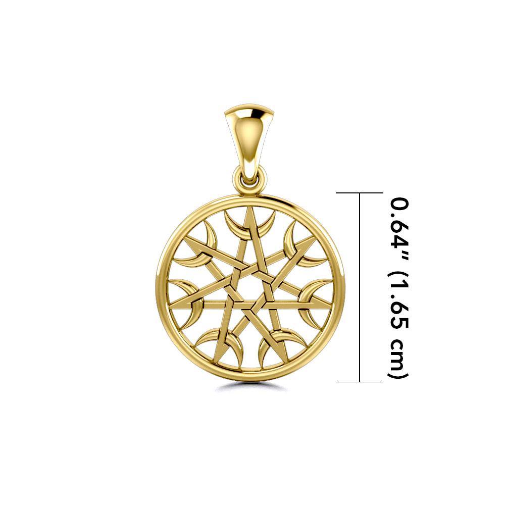 Elven Star with Crescent Moon Solid Gold Pendant TPD4279 - Jewelry