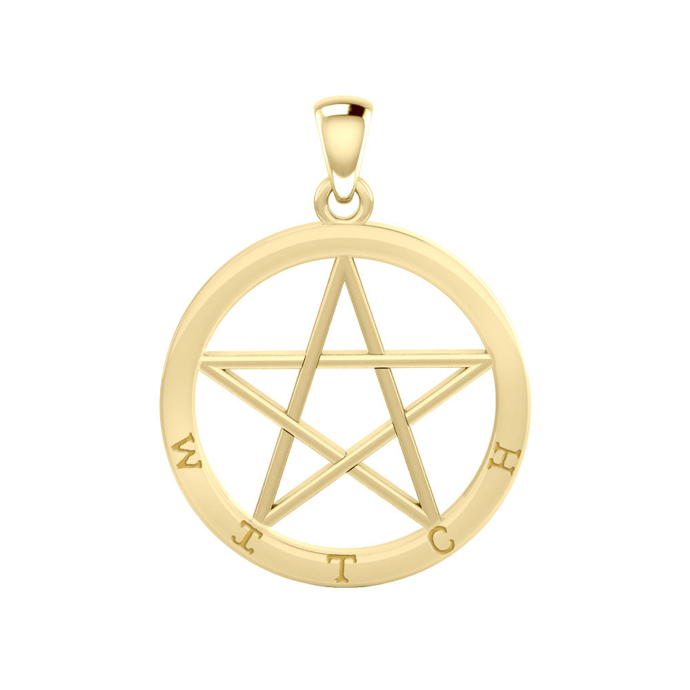 Witch Pentacle Solid Gold Pendant GPD4503