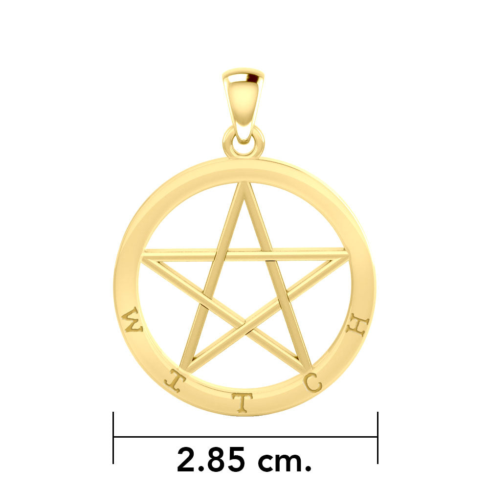 Witch Pentacle Solid Gold Pendant GPD4503