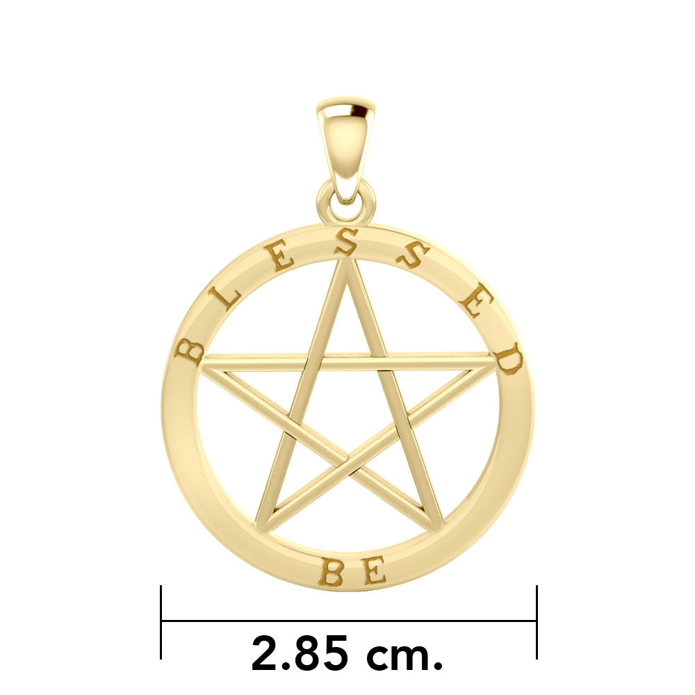 Blessed Be Pentacle Solid Gold Pendant GPD4504