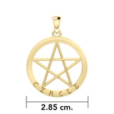 Circle Pentacle Solid Gold Pendant GPD4509